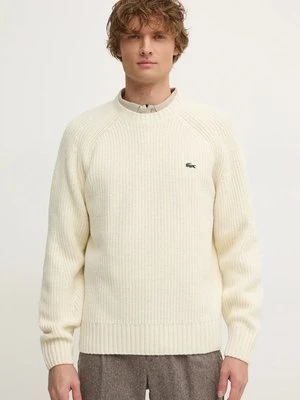 Lacoste sweter wełniany męski kolor beżowy ciepły AH3142