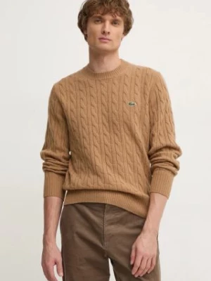 Lacoste sweter wełniany męski kolor brązowy  AH2924