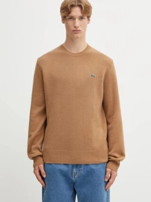 Lacoste sweter wełniany męski kolor brązowy lekki AH2916