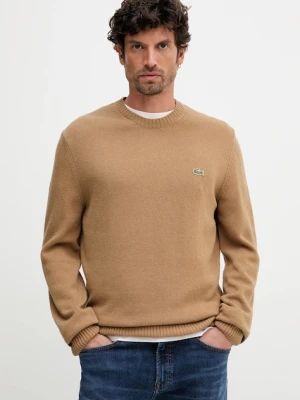 Lacoste sweter wełniany męski kolor brązowy lekki AH2916