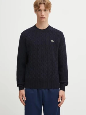 Lacoste sweter wełniany męski kolor granatowy  AH2924