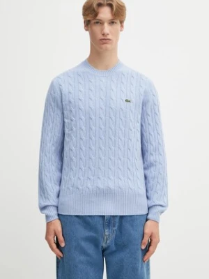 Lacoste sweter wełniany męski kolor niebieski AH2924