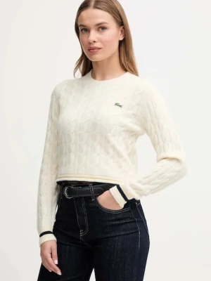 Lacoste sweter z dodatkiem wełny damski kolor beżowy AF4159