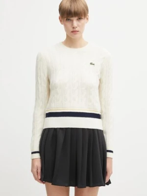 Lacoste sweter z dodatkiem wełny damski kolor beżowy AF4159