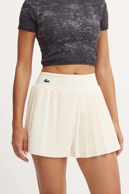 Zdjęcie produktu Lacoste szorty damskie kolor beżowy gładkie high waist GF7474