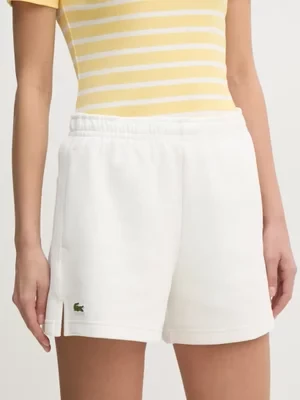 Lacoste szorty damskie kolor biały gładkie high waist GF9606