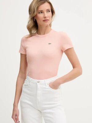 Lacoste T-shirt damski bawełniany różowy