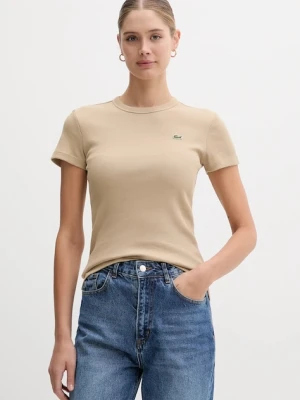 Lacoste t-shirt bawełniany damski kolor beżowy TF5538