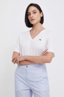 Lacoste t-shirt bawełniany damski kolor biały