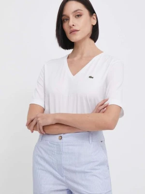 Lacoste t-shirt bawełniany damski kolor biały