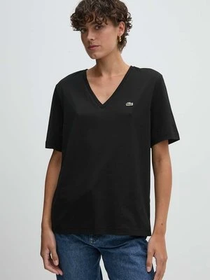 Lacoste t-shirt bawełniany damski kolor czarny