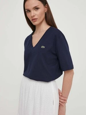 Lacoste t-shirt bawełniany damski kolor granatowy