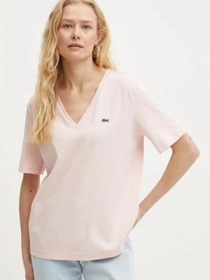 Lacoste t-shirt bawełniany damski kolor różowy TF7300