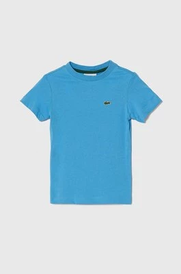 Lacoste t-shirt bawełniany dziecięcy kolor niebieski gładki