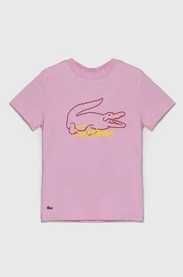 Lacoste t-shirt bawełniany dziecięcy kolor różowy