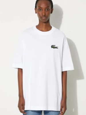 Lacoste t-shirt bawełniany kolor biały gładki