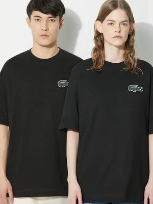 Lacoste t-shirt bawełniany kolor czarny z aplikacją