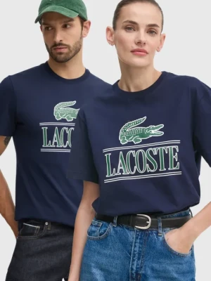 Lacoste t-shirt bawełniany kolor granatowy z nadrukiem TH1218