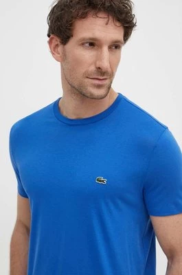 Lacoste t-shirt bawełniany kolor niebieski gładki