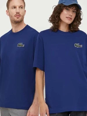 Lacoste t-shirt bawełniany kolor niebieski gładki