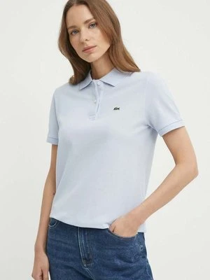 Lacoste t-shirt bawełniany kolor niebieski z kołnierzykiem