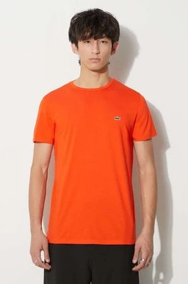 Lacoste t-shirt bawełniany kolor pomarańczowy gładki TH6709-001.