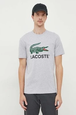 Lacoste t-shirt bawełniany kolor szary z nadrukiem