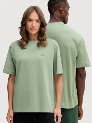 Lacoste t-shirt bawełniany kolor zielony gładki TH7744