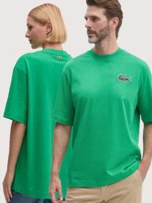 Lacoste t-shirt bawełniany kolor zielony z aplikacją