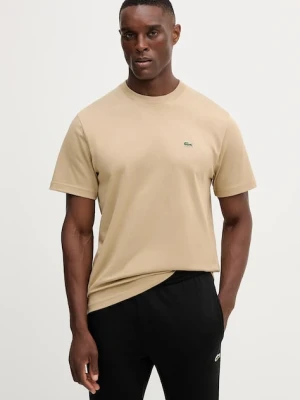 Lacoste t-shirt bawełniany męski kolor beżowy gładki TH7318