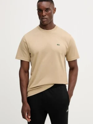Lacoste t-shirt bawełniany męski kolor beżowy gładki TH7318