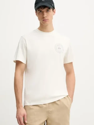 Lacoste t-shirt bawełniany męski kolor beżowy z aplikacją TH0125