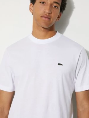 Lacoste t-shirt bawełniany męski kolor biały gładki