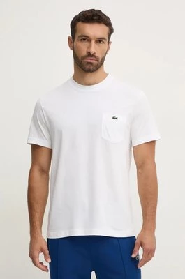 Lacoste t-shirt bawełniany męski kolor biały gładki TH2827