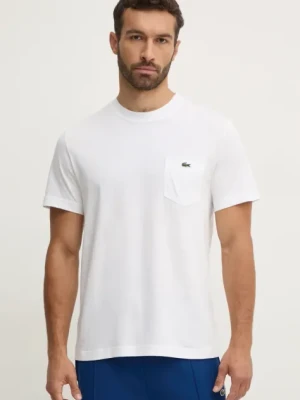 Lacoste t-shirt bawełniany męski kolor biały gładki TH2827