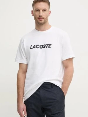 Lacoste t-shirt bawełniany męski kolor biały z nadrukiem TH2861