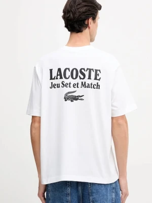 Lacoste t-shirt bawełniany męski kolor biały z nadrukiem TH5950