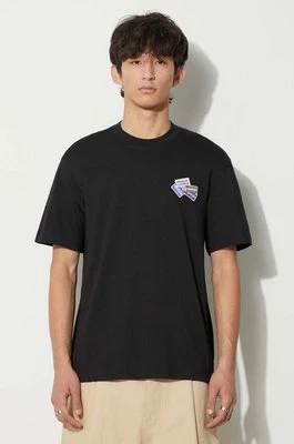 Lacoste t-shirt bawełniany męski kolor czarny z aplikacją