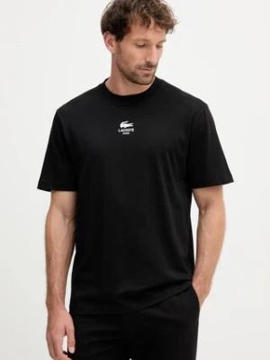 Lacoste t-shirt bawełniany męski kolor czarny z nadrukiem TH2739