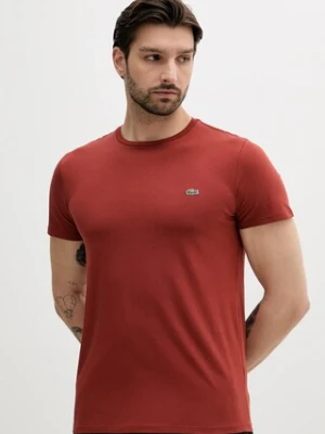 Lacoste t-shirt bawełniany męski kolor czerwony gładki TH6709