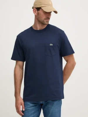Lacoste t-shirt bawełniany męski kolor granatowy gładki TH2827