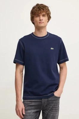 Lacoste t-shirt bawełniany męski kolor granatowy gładki TH2829