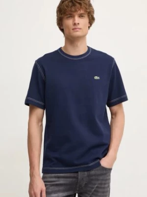 Lacoste t-shirt bawełniany męski kolor granatowy gładki TH2829