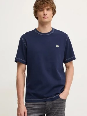 Lacoste t-shirt bawełniany męski kolor granatowy gładki TH2829