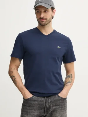 Lacoste t-shirt bawełniany męski kolor granatowy gładki TH5077