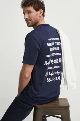 Lacoste t-shirt bawełniany męski kolor granatowy z nadrukiem