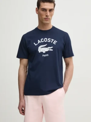 Lacoste t-shirt bawełniany męski kolor granatowy z nadrukiem TH2733
