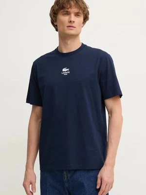 Lacoste t-shirt bawełniany męski kolor granatowy z nadrukiem TH2739