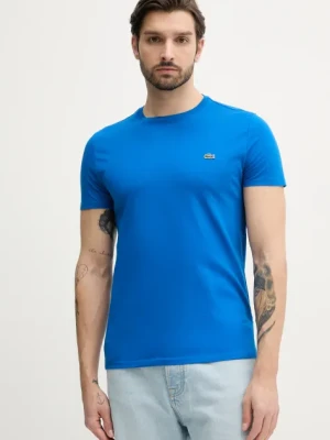Lacoste t-shirt bawełniany męski kolor niebieski gładki TH6709