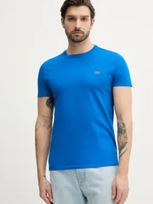 Lacoste t-shirt bawełniany męski kolor niebieski gładki TH6709